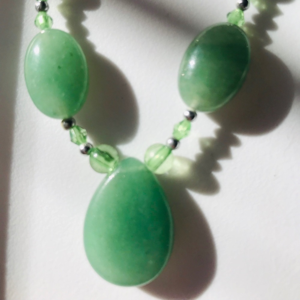 jade stone necklace and black stone necklace